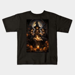 Three Witches Casting Magic Spells Kids T-Shirt